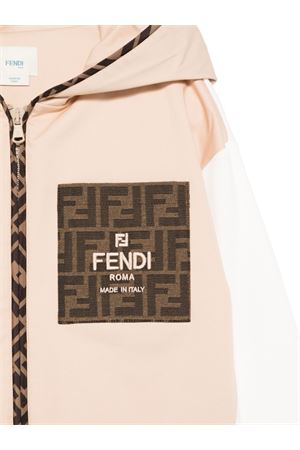 Sweatshirt in beige and white stretch gabardine FENDI KIDS | JMH182ADEHF1P2P